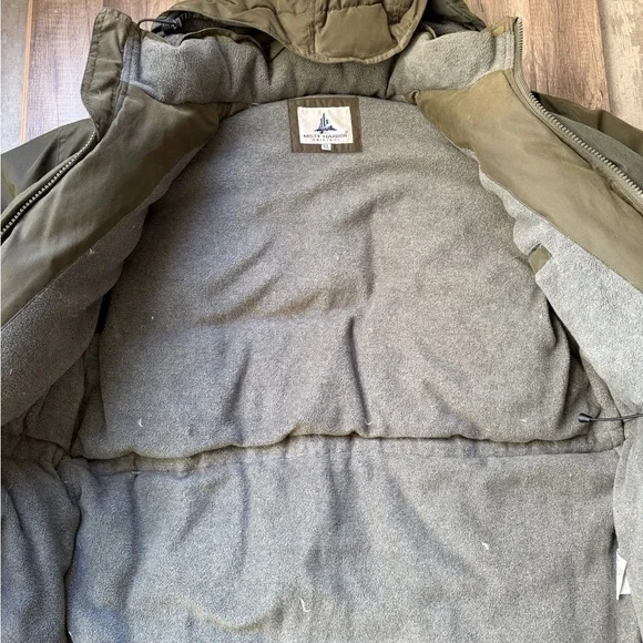 Misty Harbor Down Feathers Men's Olive Green Hooded Jacket Sz XL EUC - Picture 4 of 8